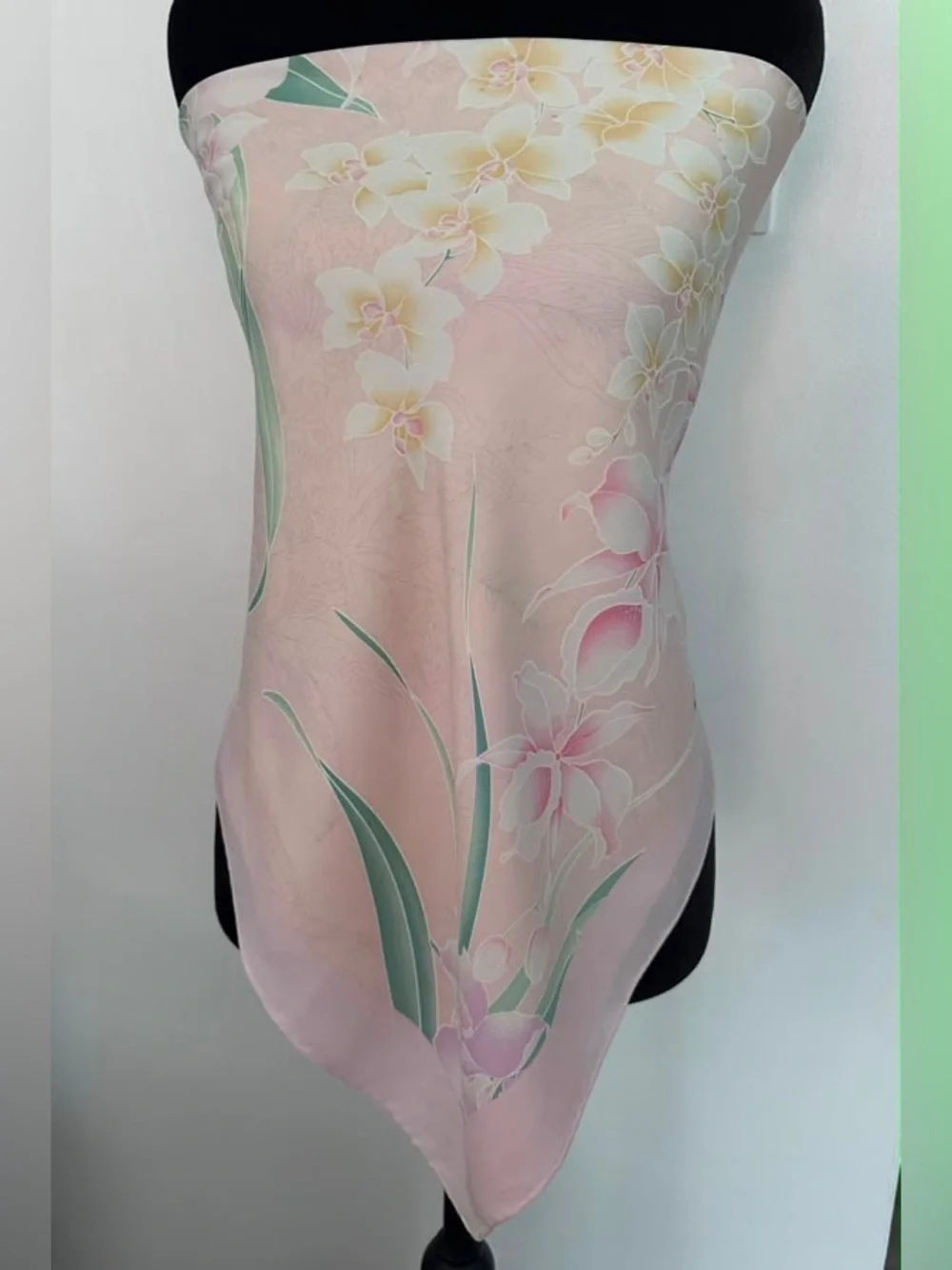 Leonardo Paris Silk Scarf Pink Beige Hand Rolled Made in France